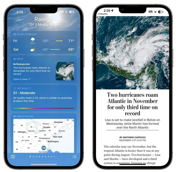 青山苹果14维修分享iPhone 14手机如何看天气时顺带看新闻 