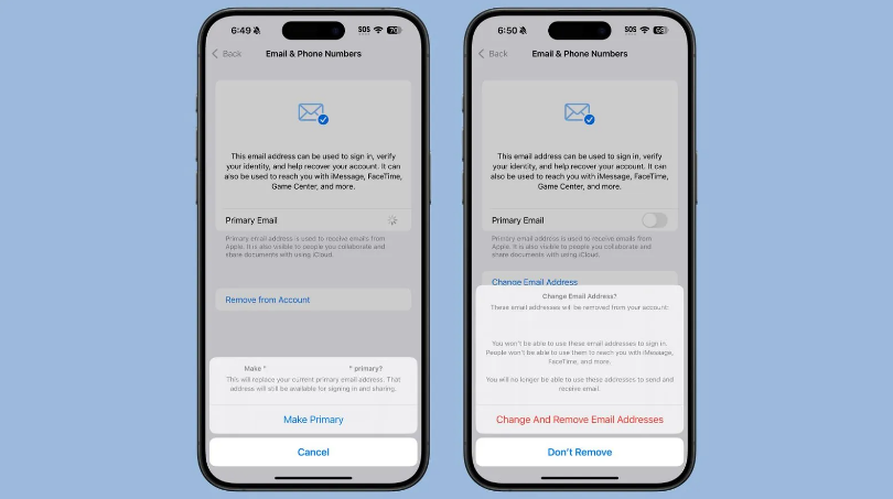 青山苹果手机维修分享苹果 iOS 18.1 支持设置“主要”邮箱地址并更改 iCloud 邮箱 